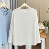 Plus Size Women's Fashion V-neck Shoulder Long-sleeved T-shirt with Bottoming Shirt In Autumn