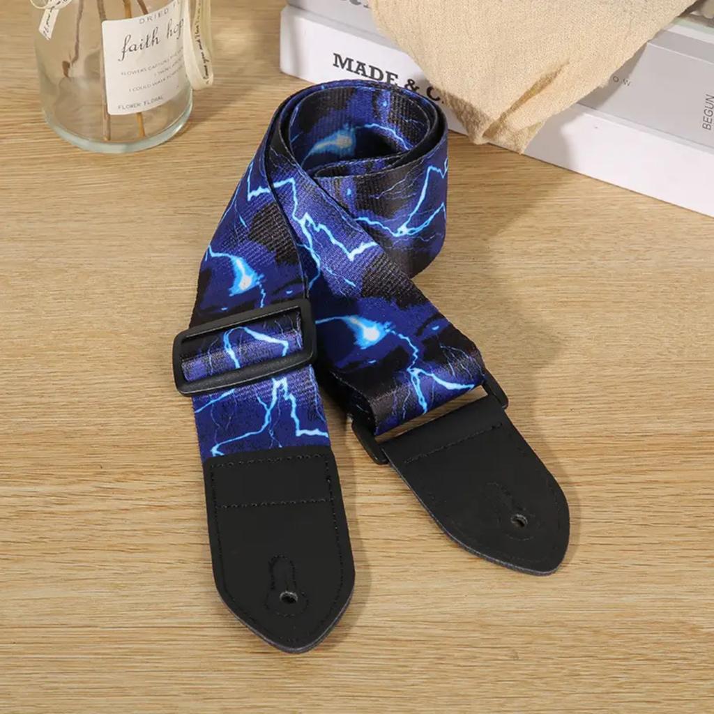 Electric Guitar Strap Polyester Printed Design Adjustable Length Soft Comfortable Durable Shoulder Support for Bass Acoustic