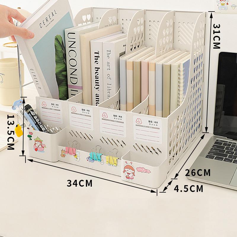 Large Capacity Folder Storage Box File Rack With Pen Holder Desktop Multi-Layer Shelf Office Organizer File Rack Home Bookshelf