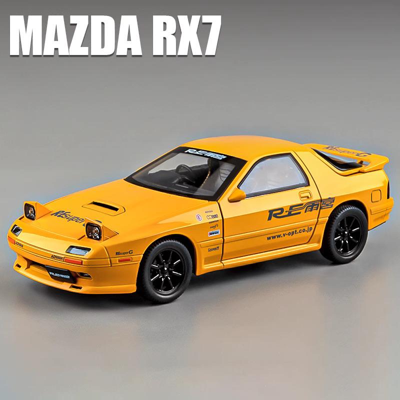 1:24 INITIAL D Mazda RX7 RX-7 FC Supercar Alloy Car Diecasts & Toy Vehicles Car Model Sound and light Car Toys For Kids Gifts
