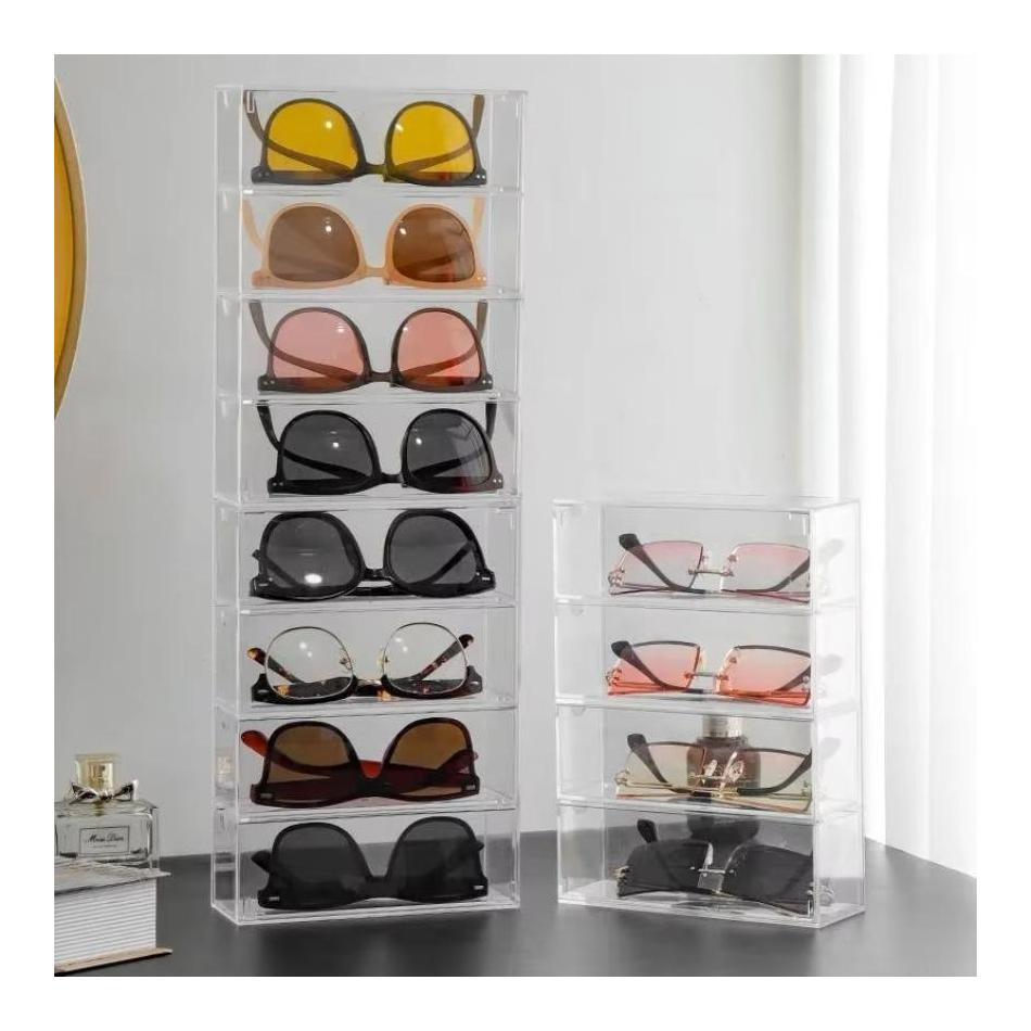 4-layer Plastic Stationery Rack Drawer Storage Box Transparent Dustproof Sunglasses Cosmetic Desktop