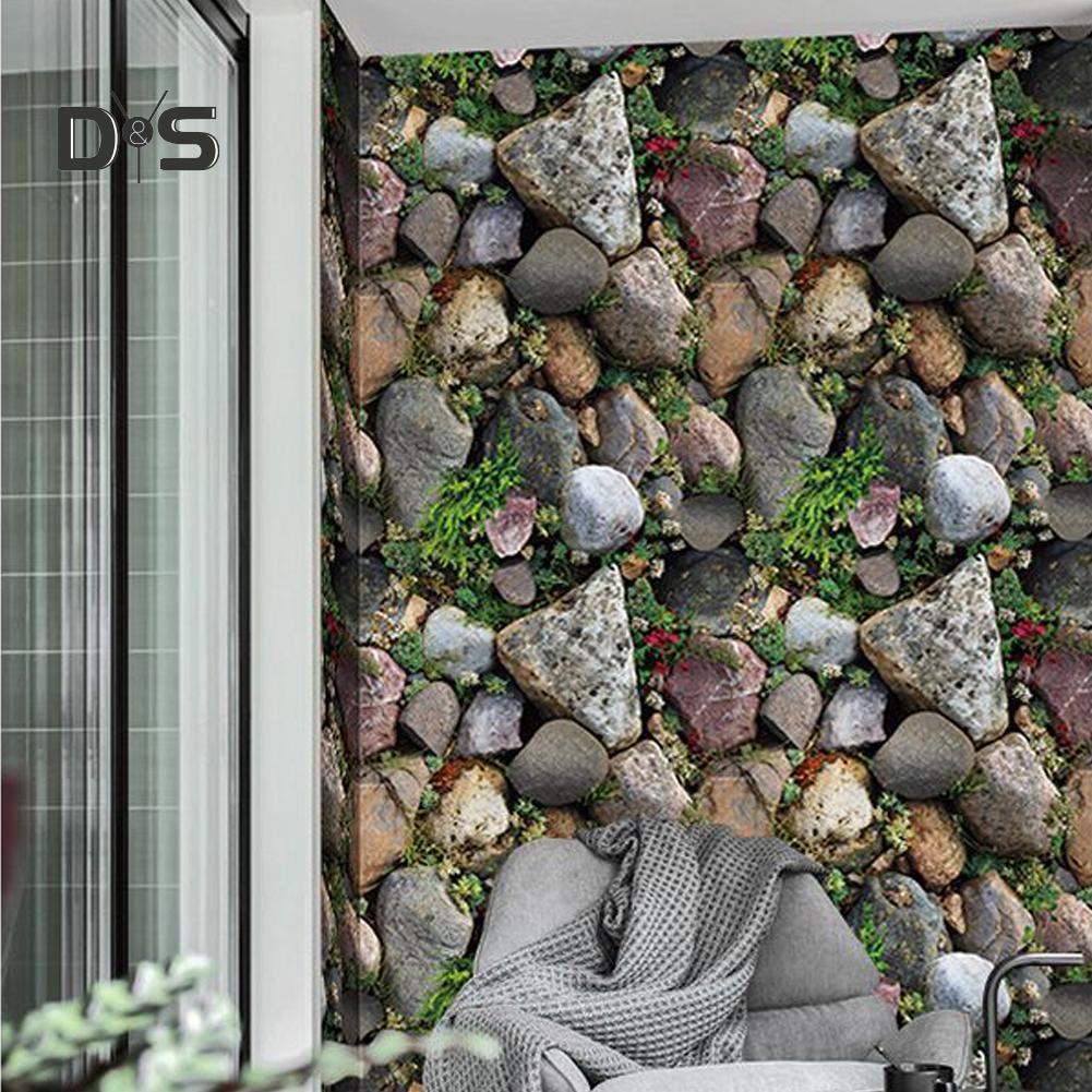 Stone Rock Grass Wallpaper TV Background Decal Living Room Cafe Decor Sticker