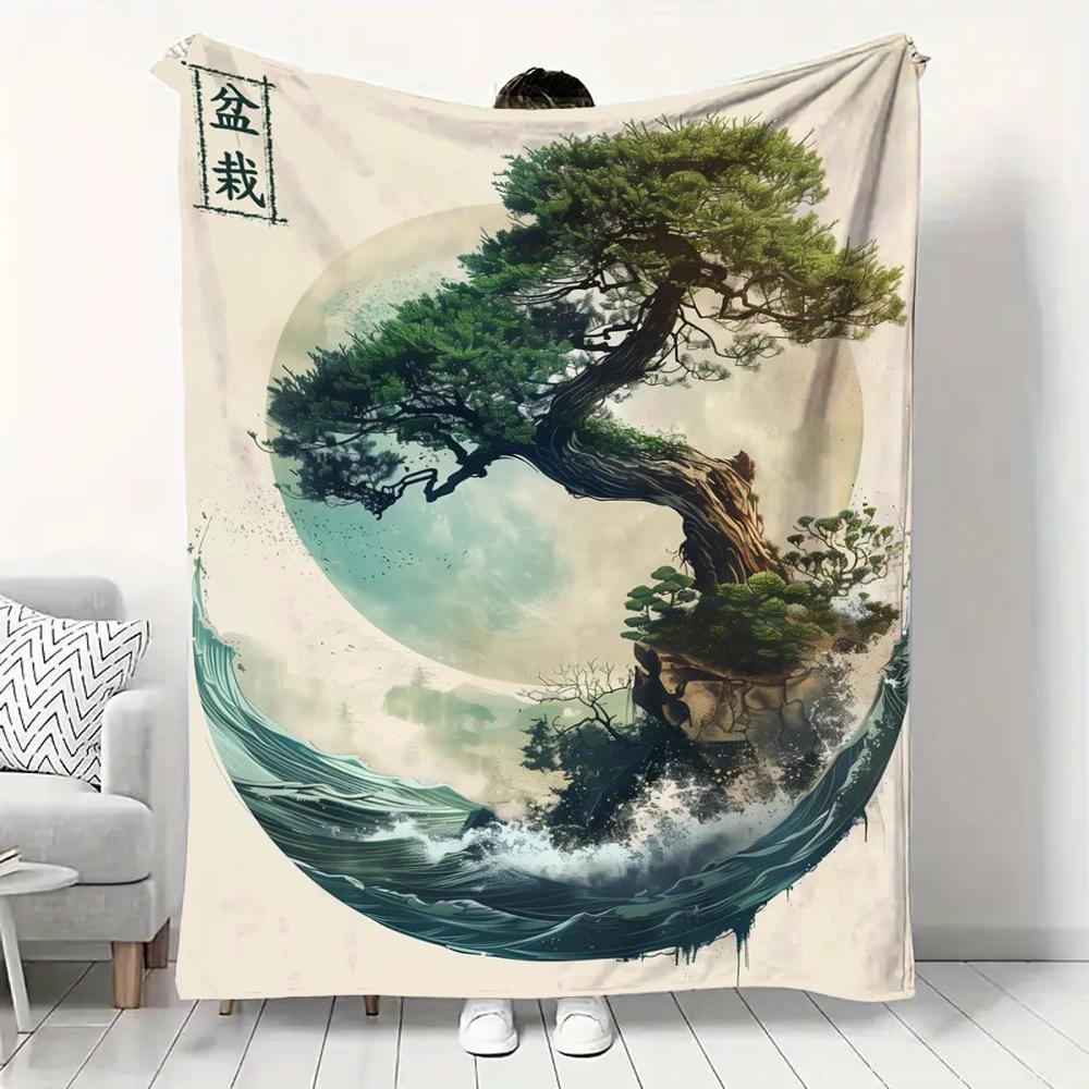 Japanese Landscape Samurai Geisha Flannel Fluffy Throw Camping Blanket for Children Adult Sofa Throw Blanket Modern Fashion Gift