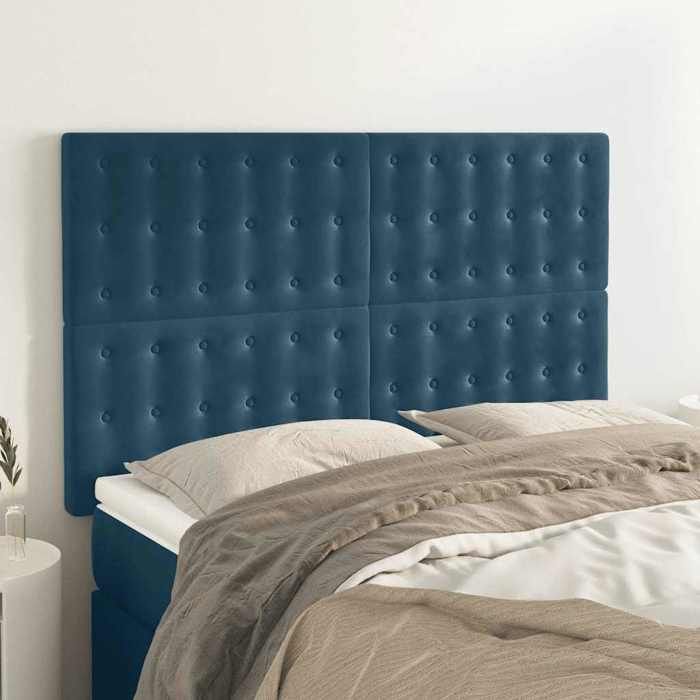 Maison Exclusive - Tête de lit Bleu foncé 144 x 5 x 118/128 cm Velours