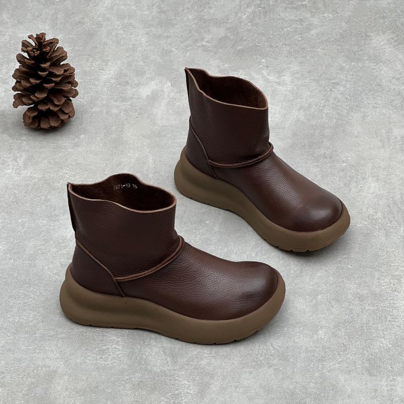Baumwollschuhe, Schneestiefel mit dicker Sohle, Warme Baumwollstiefel mit Fleecefutter, Lässige Damenstiefel