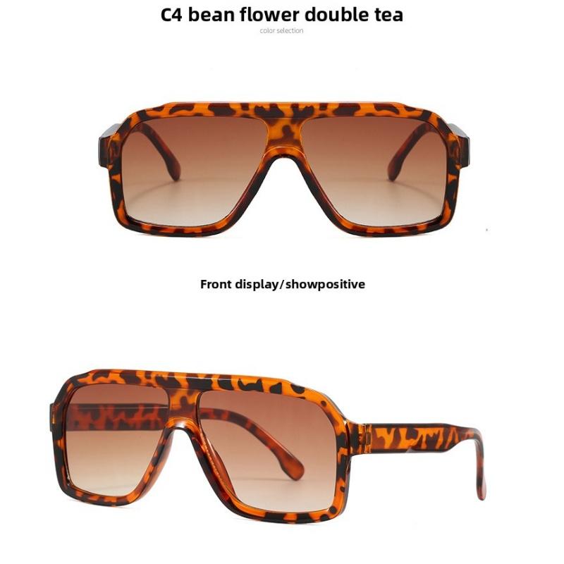 Women's sunglasses, retro large-frame square sunglasses, male and female pilot sunglasses.
