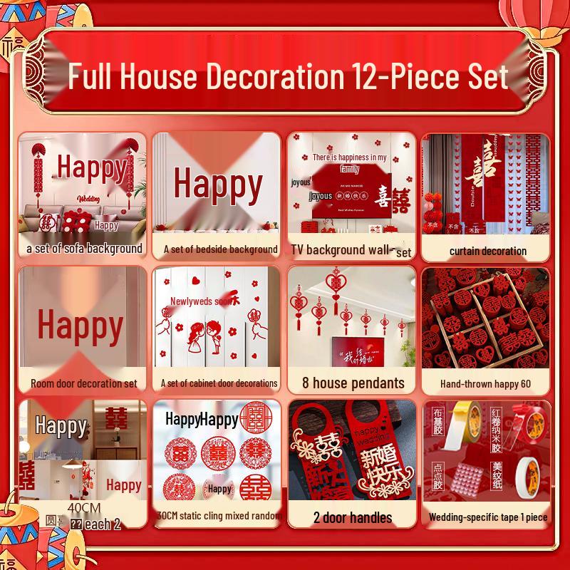 Wedding Ceremony Room Décor Set: Bridal & Groom's Room, Living Room Sofa & Background Wall Decorations