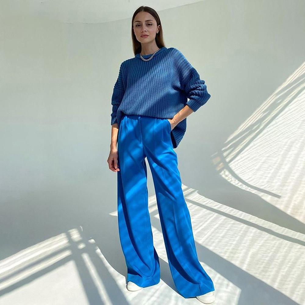 Women'S Pants Fashion Loose Full Length Ladies Trousers Casual High Waist Wide Pants