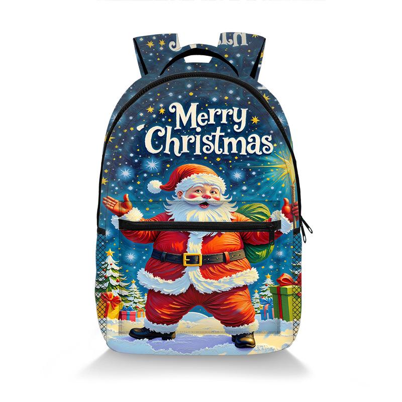 Père Noël Classique Joyeux Noël Sac à dos pour étudiant Cahiers Sacs à dos Impression 3D Oxford Imperméable Sacs à dos de voyage pour Garçons/Filles
