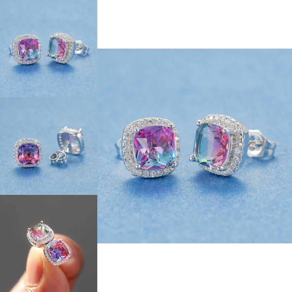 Geometric Statement Earrings With Rainbow Cubic Zirconia For Fashion Jewelry Lovers