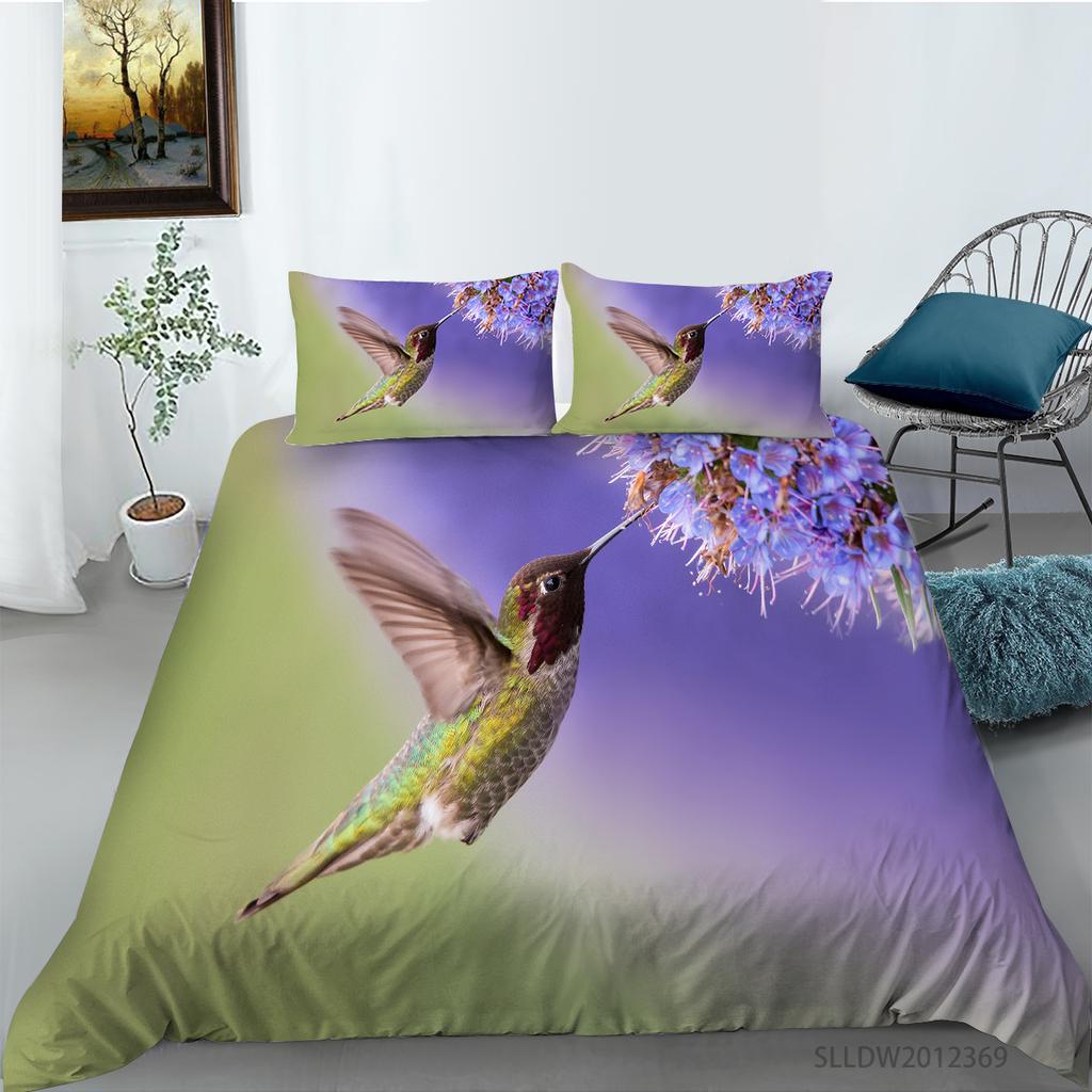 3D Printing Household Bedding Set Bird Theme Bedding Set Queen King Full-size Double Bed Quilt Cover and Pillowcase Soft Microfiber