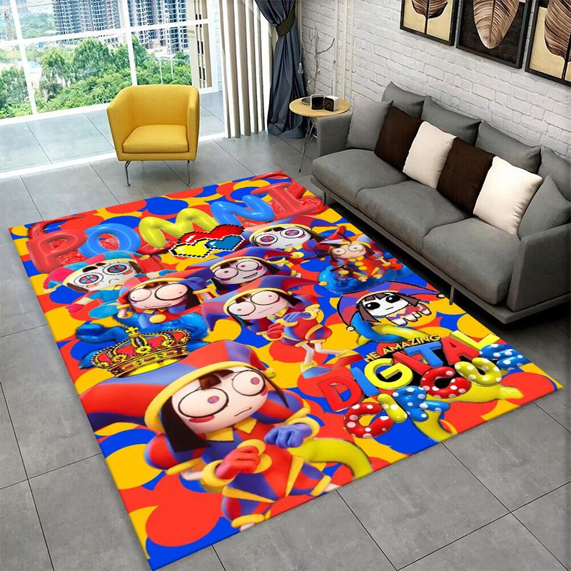 Cartoon Amizing Digtal Circus Pomni Non-Slip Area Rug for Living Room,Bedroom,Playroom,Carpet Floor Mat Home Decor Rug Kids Room
