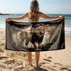 1Pc Lion Print Towel Sports Quick-Drying Super Absorbent Camping Towel Super Soft Lightweight Gym Swimming Yoga Beach Towel