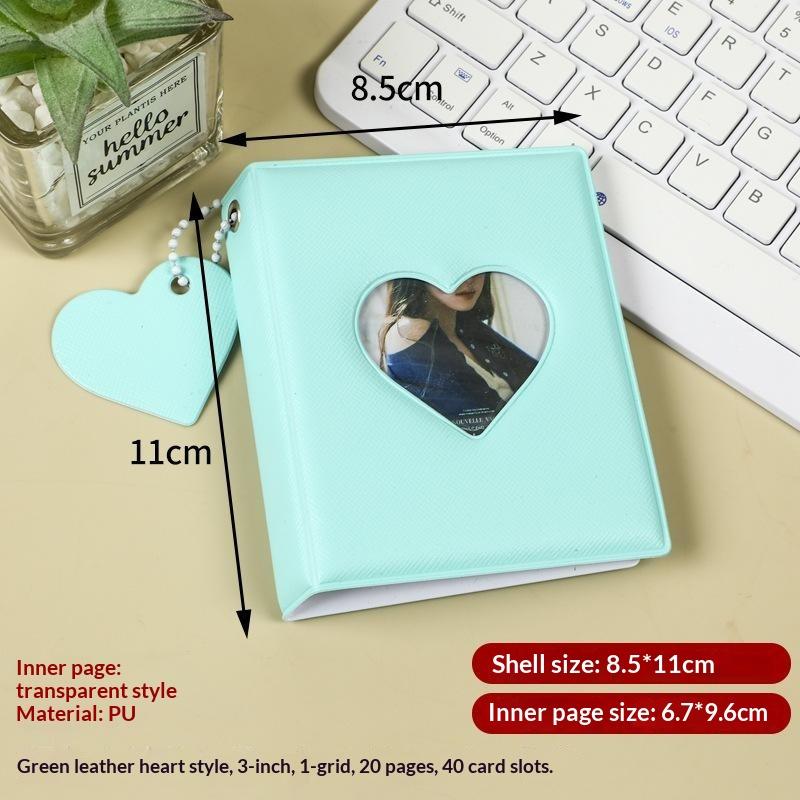 Cute Heart Design Photocard Holder 3 Inch 40 Pockets Hollow Photo Album for Teen Idol Lomo Card Collection Organization