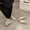 2025 spring and autumn new single shoes gentle wind fairy shoes light mouth bow soft flat bottom one pedal ladyshoes