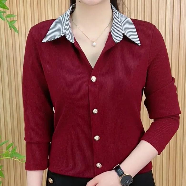 

Весенняя мода 2025 года: Трендовый топ с лацканами в стиле колор-блок, стройнящий фигуру 5XL (75-82.5 kg)