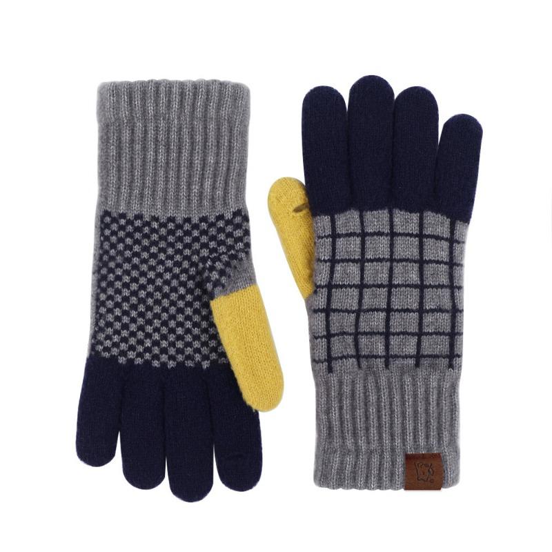 Winter gloves women's self-heating German velvet retro jacquard knitted thermal gloves female student gloves men