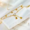ZAKOL Stainless Steel Heart Love Anklets For Women Girl Fashion Double Layer Chains Ankle Accessories Zircon Gift