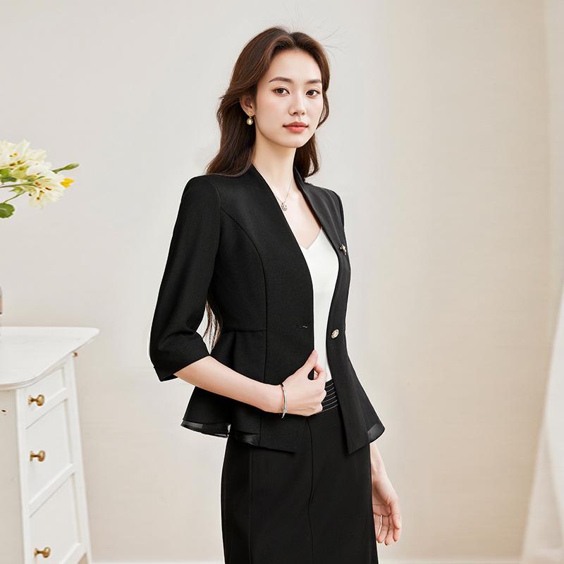 

Petite Slim Fit Three-Quarter Sleeve White Blazer for Women - 2025 Spring Collection L