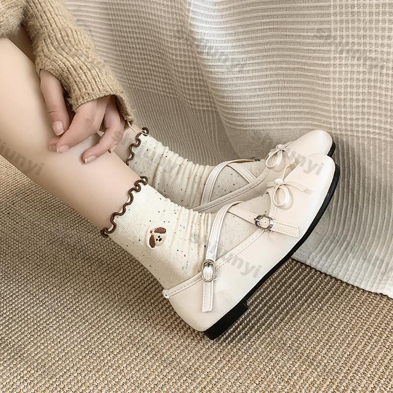 Women Shoes 2025 Summer New Comfort Non Slip Bow-knot Round Toe Mary Jane Shoe Soft Sole Cross Tied Women's Ballet Flats