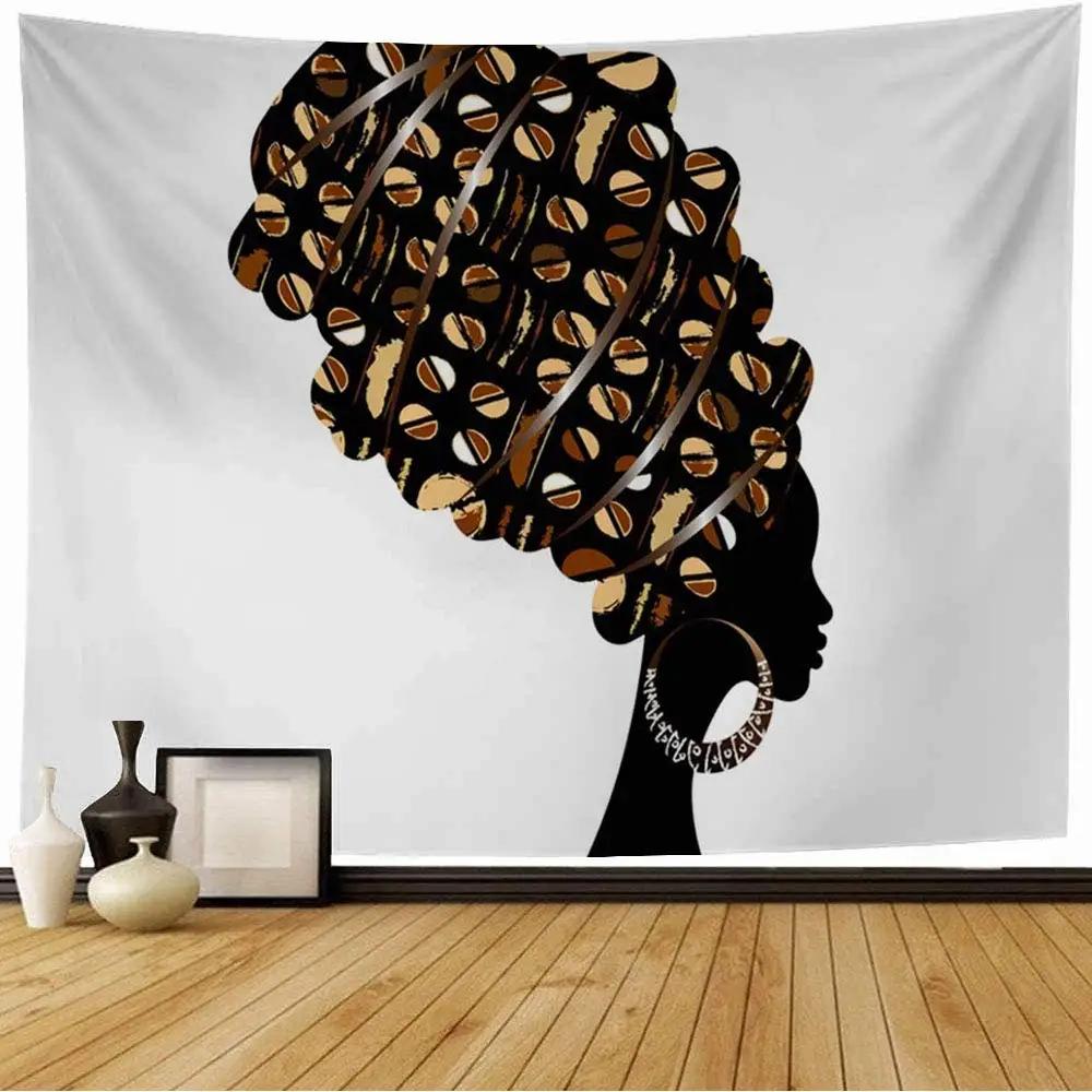 African Tapestry Indigenous People Theme Traditional Turban and Dress Tapestry Wall Hanging for Bedroom Living Room Dorm Decor