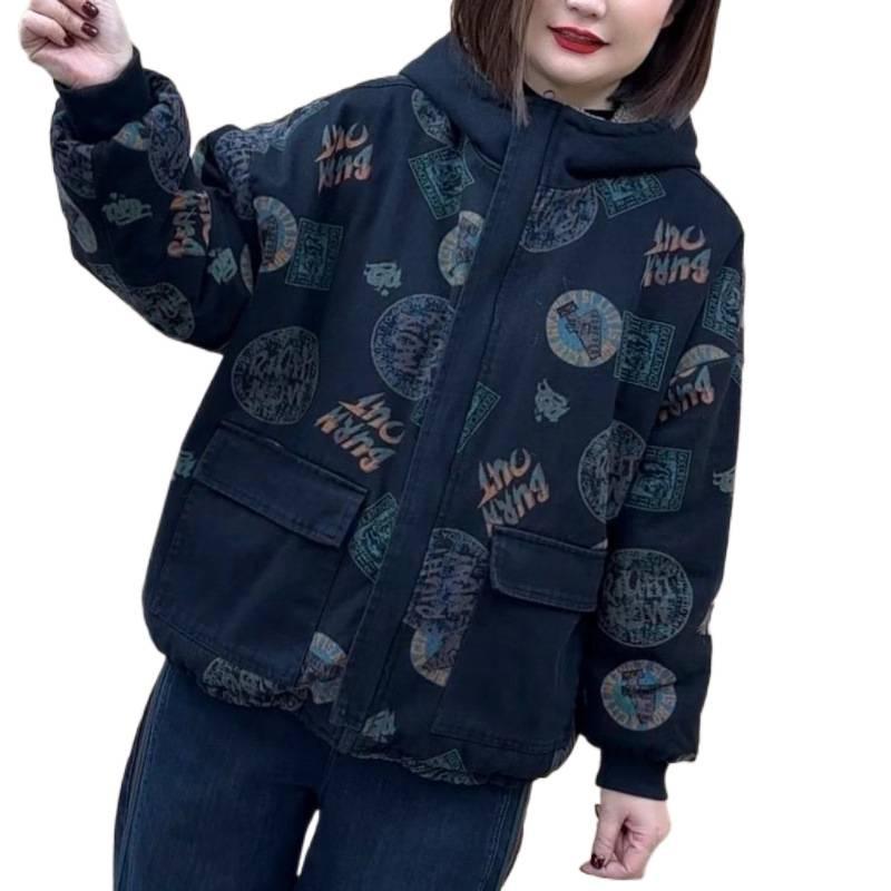 2025 Winter Women's Plaid Hooded Cotton Coat with Plus Velvet - Stylish, Thick, and Age-Reducing Jacket