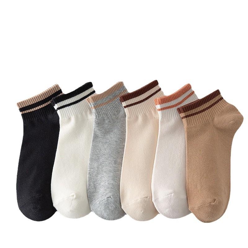 Women's Short Socks - Korean & Japanese Style, Sweat-Absorbing, Non-Slip, Solid Color, Spring/Autumn, Internet Trend