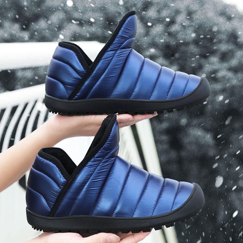 Botas de nieve de terciopelo para mujer, zapatos informales de lona, cálidos, impermeables, de algodón, de caña alta, gruesos, antideslizantes, para invierno