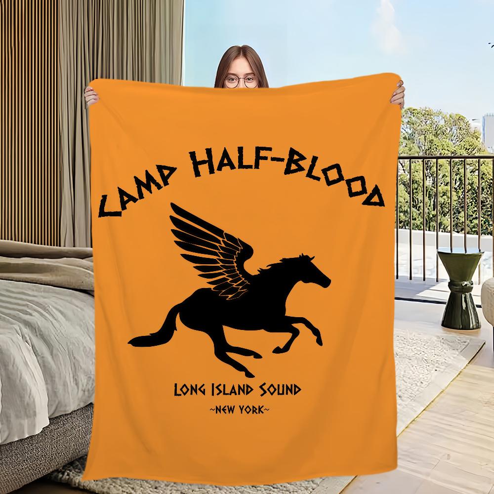 P-Percy J-Jackson Camp Half-Blood Blanket Flannel warm comfort soft plush blanket For Picnic Beds Sofas Homes And Bedrooms