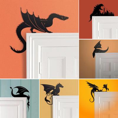 Dragon Door Frame Topper Metal Dragon Silhouette Door Topper Wall Art Corner