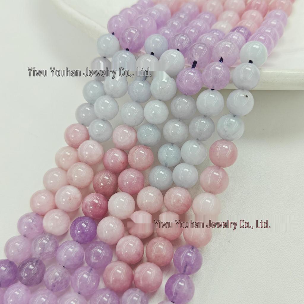 Alashan White Stone Gradient Three-Color Beaded Round Loose Beads