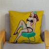 Vintage European Sexy Women Polyester Cushion Cover Sexy Lady Pattern Pillow Cover Decorative For Car Sofa Home 45X45Cm
