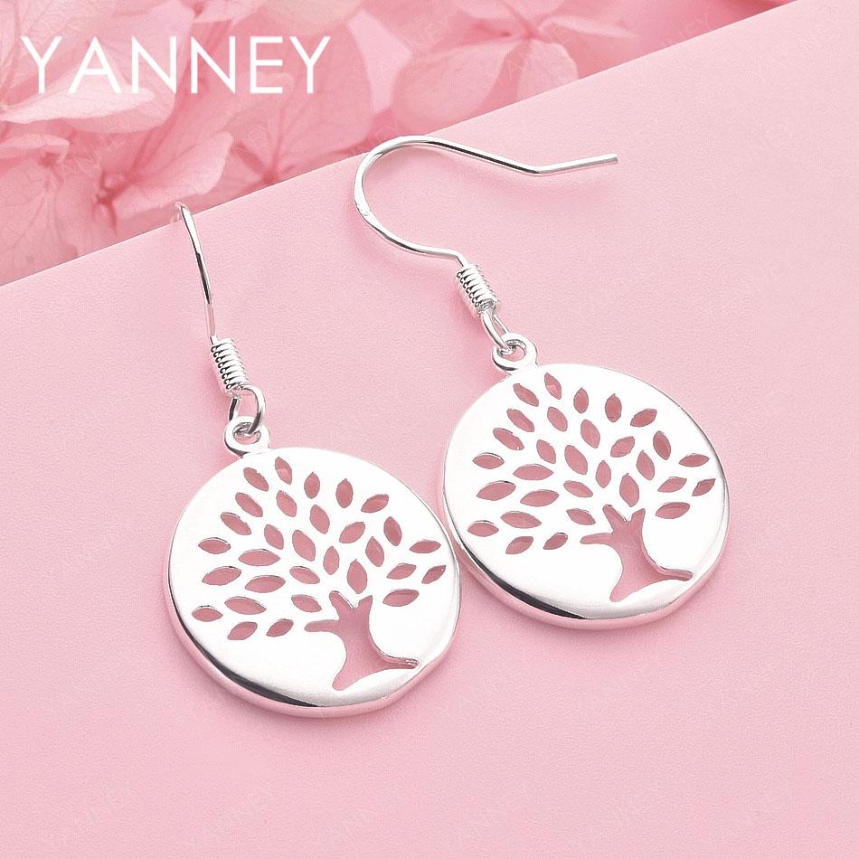 

Luxury 925 Sterling Silver Exquisite Tree Pendant Earrings for Wedding Jewelry, Fashion Gift Accessories