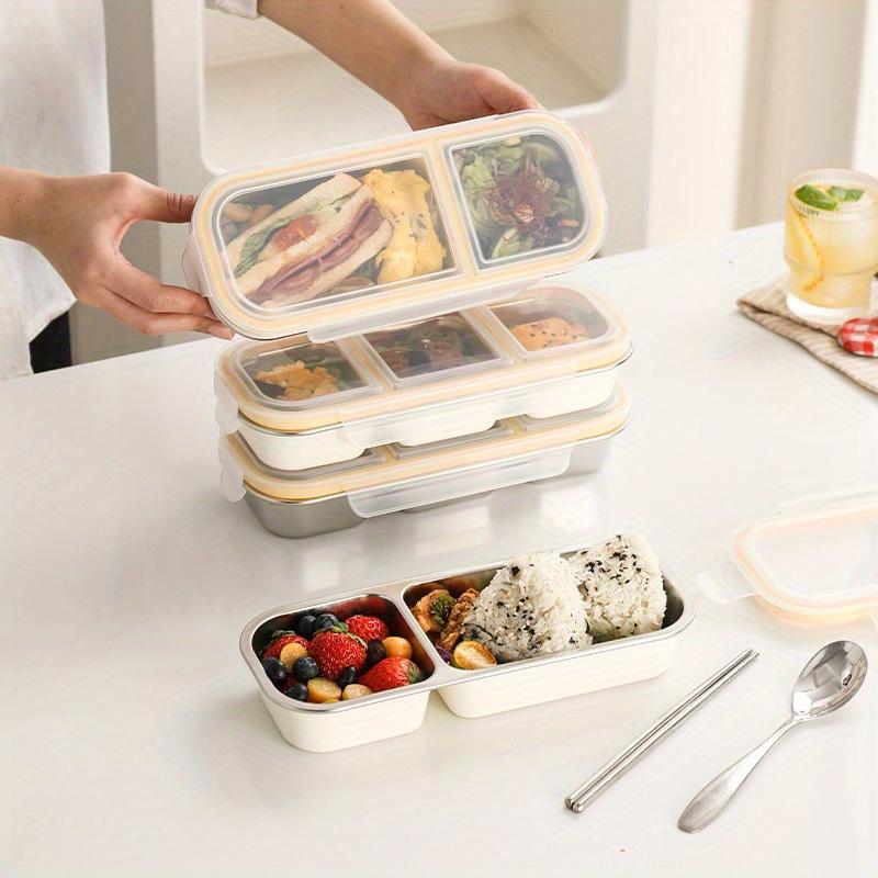 304Stainless Steel Bento Box Set with Lid Fat Reduction,Calorie Scale, for Fitness Meal Preparation Office Light Food Camping Cold Storage