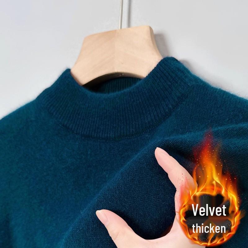 Men's Half-High Collar Thick Knit Sweater - Autumn/Winter Velvet Business Layer