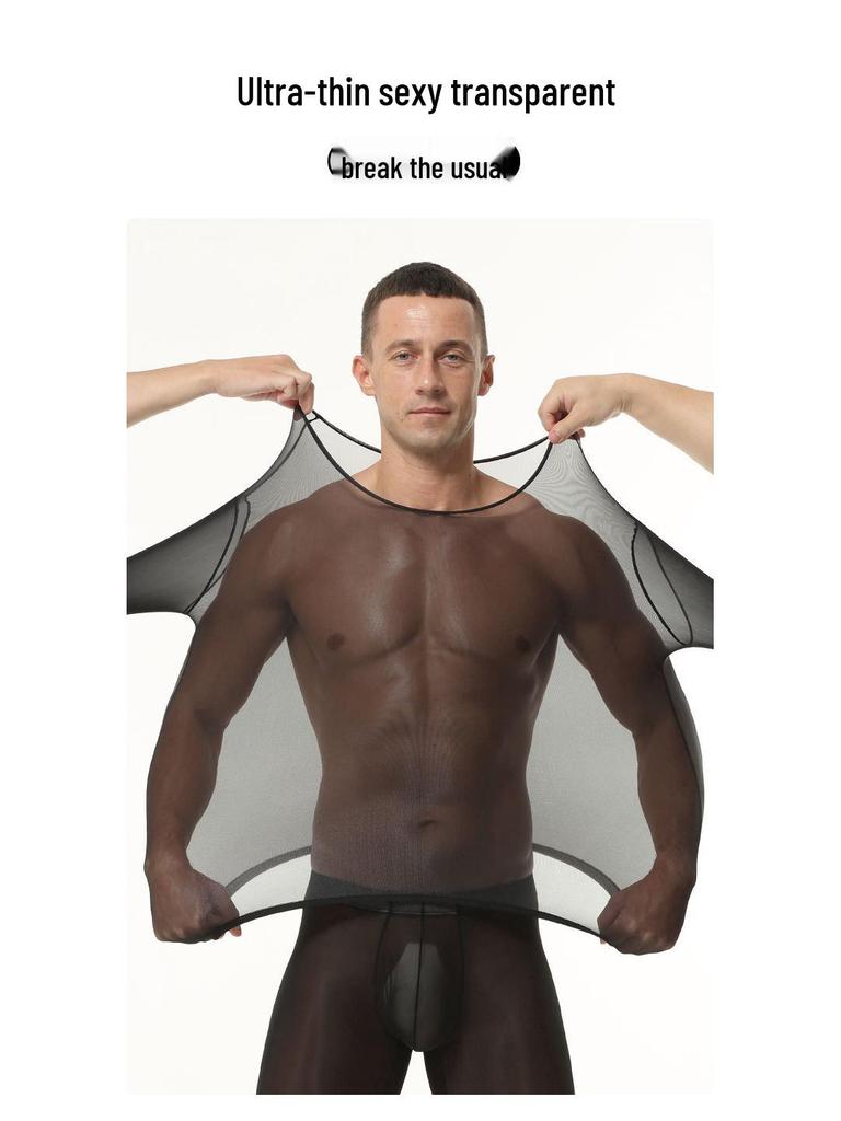 Men's Sheer Ice Silk Underwear Set - Sexy, Tight-Fitting, See-Through Fitness Base Layer