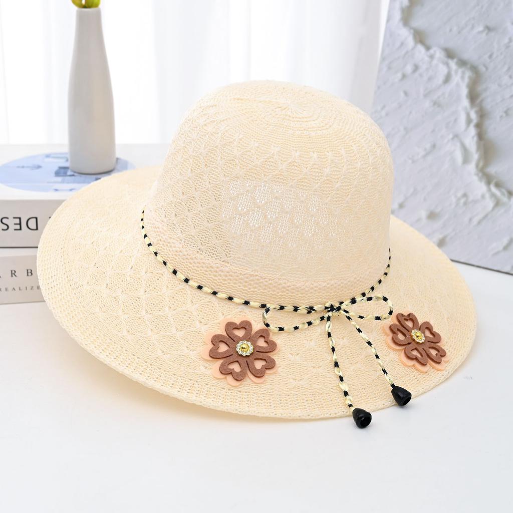 Summer new women's big edge straw hat bow breathable sunscreen sun hat outdoor UV protection sun hat