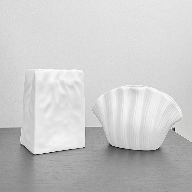 Folding Shell Creative Vase Vinyl Desktop Decor Flower Arrangement Vase Dried Flower Hydroponic Vase Folded Entrance Ornament