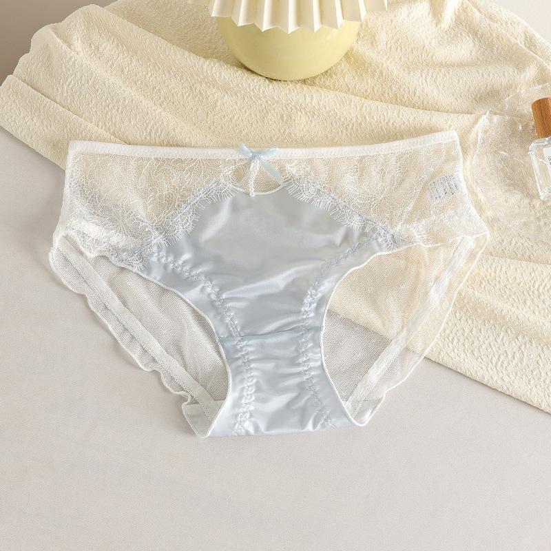 Female Spring and Summer Thin Sexy Lace Mesh Yarn Perspective Rear Hip Breathable Waist Underwear