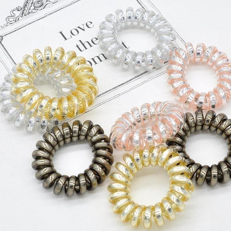 

5 шт./лот эластичные радужные цветные телефонные провода шнур резинки для волос завязки веревки помпоны цвет случайный random