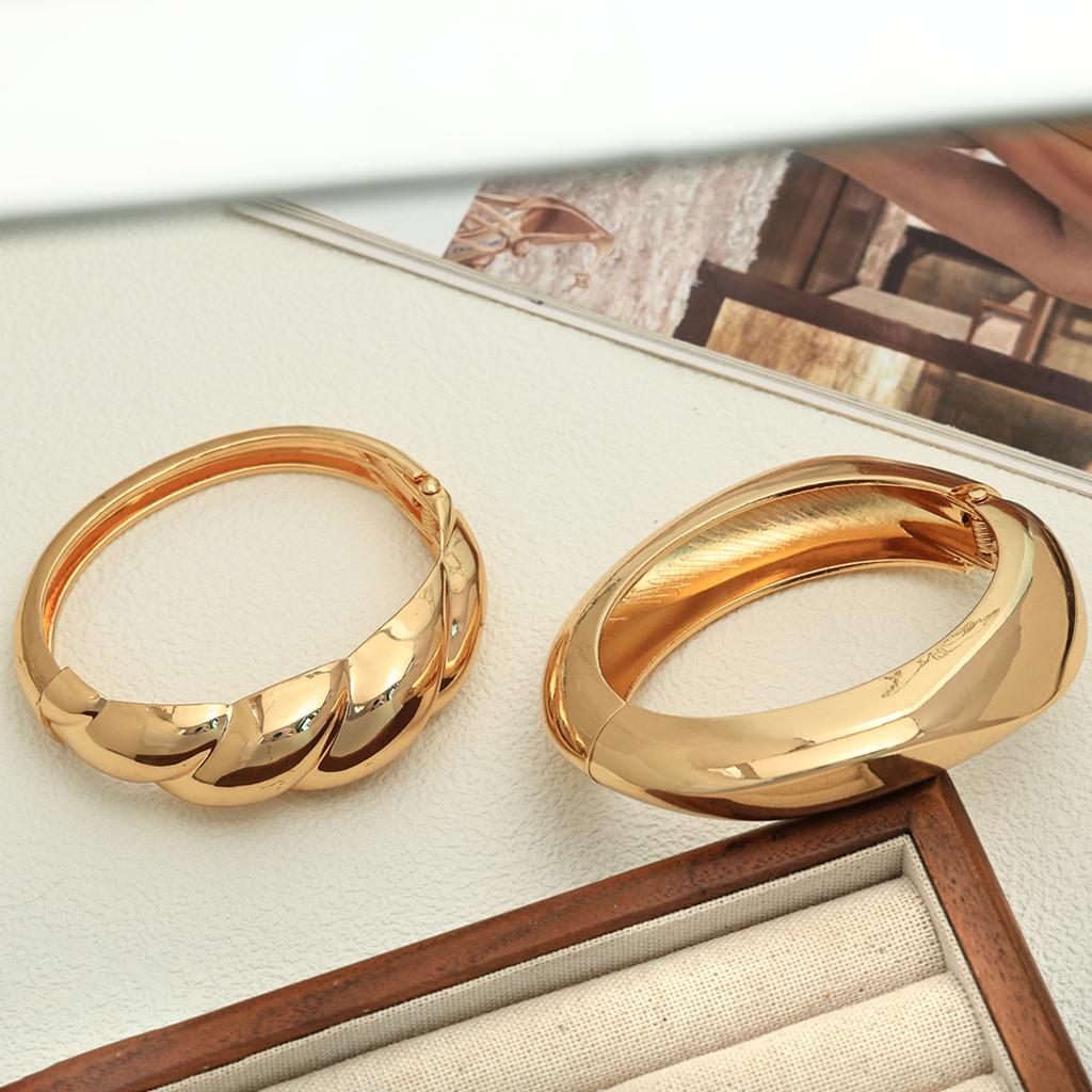 Exaggerated Heavy Industry Design Sense Zinc Alloy Smooth Surface Bracelet Geometric Personality Wide Women's Bracelet Ring