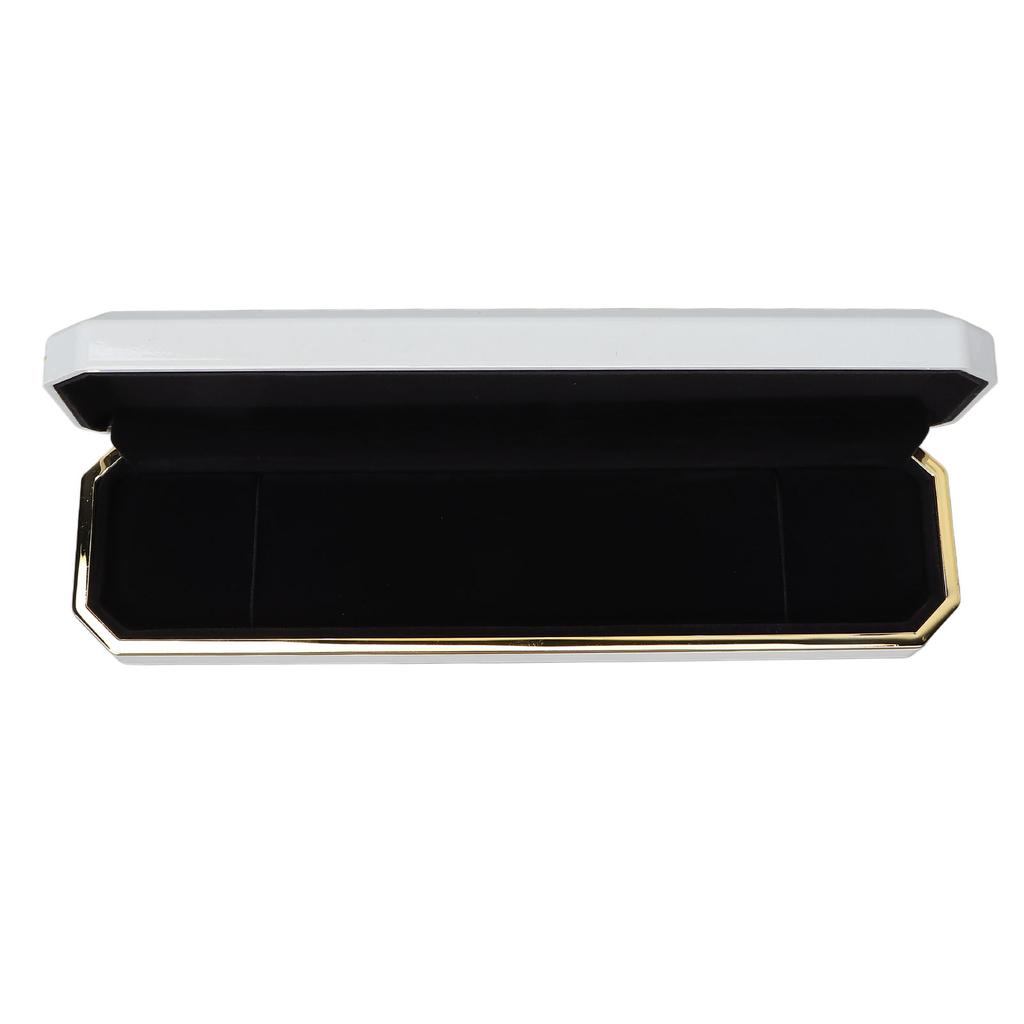 LED Lighted Jewelry Gift Box Rings Bracelet Tray Display Storage Case for Proposal Engagement WeddingWhite