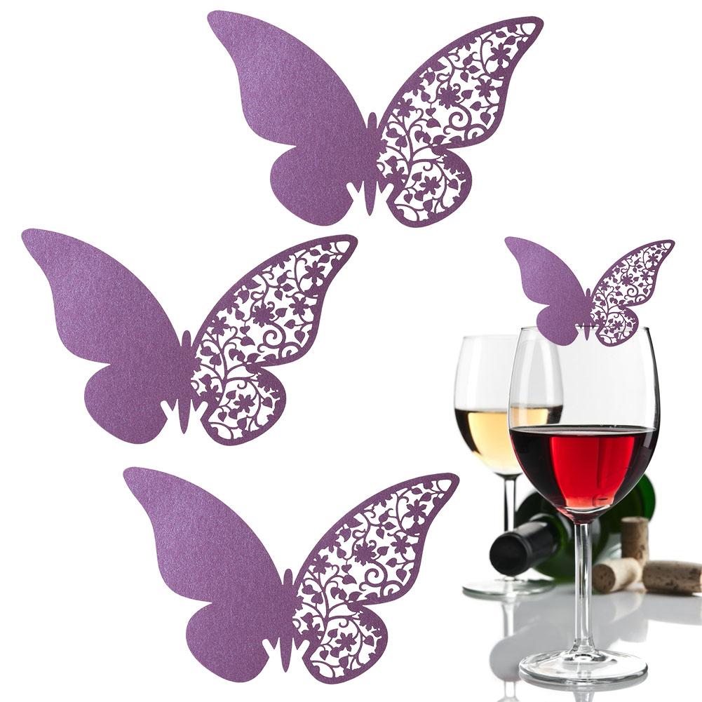 20pcs   Shape Wedding Hollow Name Place Cards For Wine Glass Table Decoration(White)