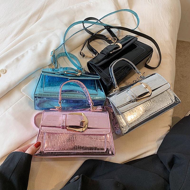 Patent Leather Handheld Small Square Bag 2024 New Texture Stone Pattern Single Shoulder Fashionable Crossbody Bag for Women