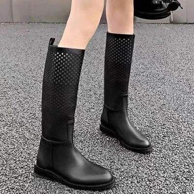 Ladies Shoes On Sale High Quality Sleeve Women's Boots Autumn Round Toe Solid High Tube Low Heels Fashion Boots Zapatos De Mujer