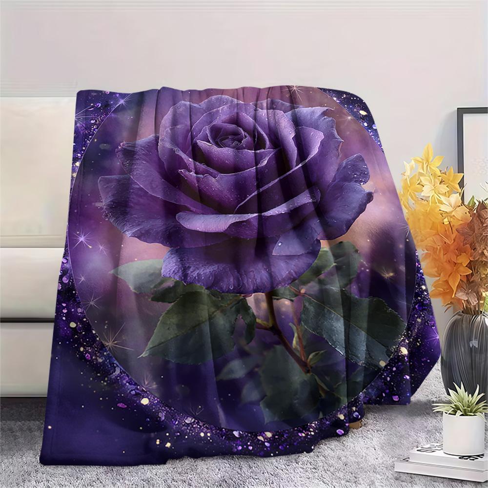 Flower Print Flannel Blanket, High quality Comfortable for All Seasons, Home Decor, Warmth and Comfort, Perfect for Christmas Gifts