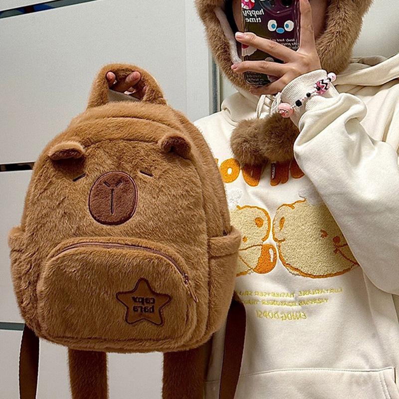 Kreslená kapybara taška velká kapacita plyšové zvíře ležérní všestranný batoh