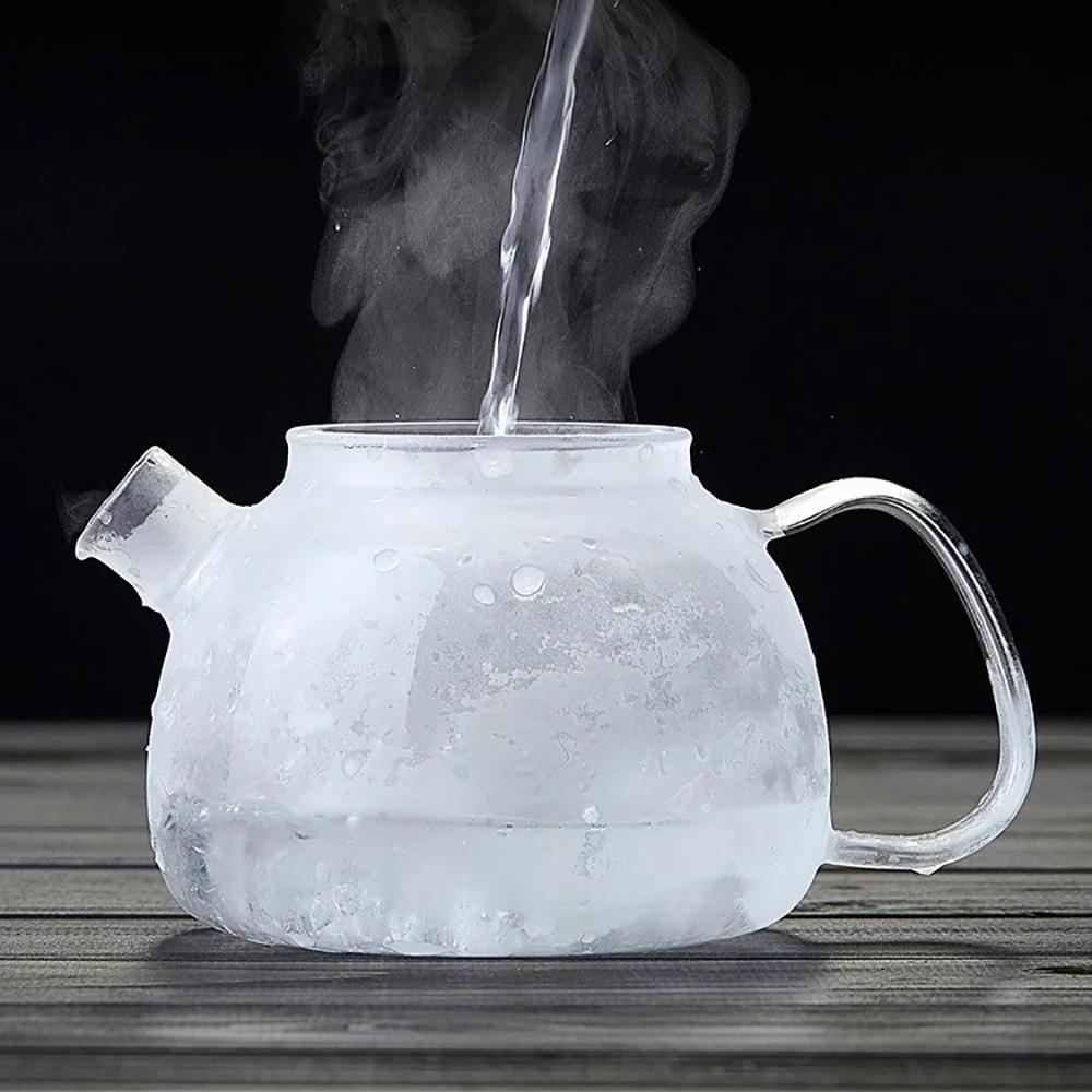 800/1500 ml Glasteekanne mit Edelstahl-Sieb, herausnehmbarem Sieb, Teekanne für Zuhause, Camping und unterwegs, Brühgerät für losen Tee