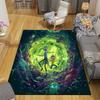 Rick and Morty Flannel Pattern Square Carpet,Area Rug,Carpet Rug for Living Room Bedroom Sofa Playroom Decor,Non-slip Floor Mat