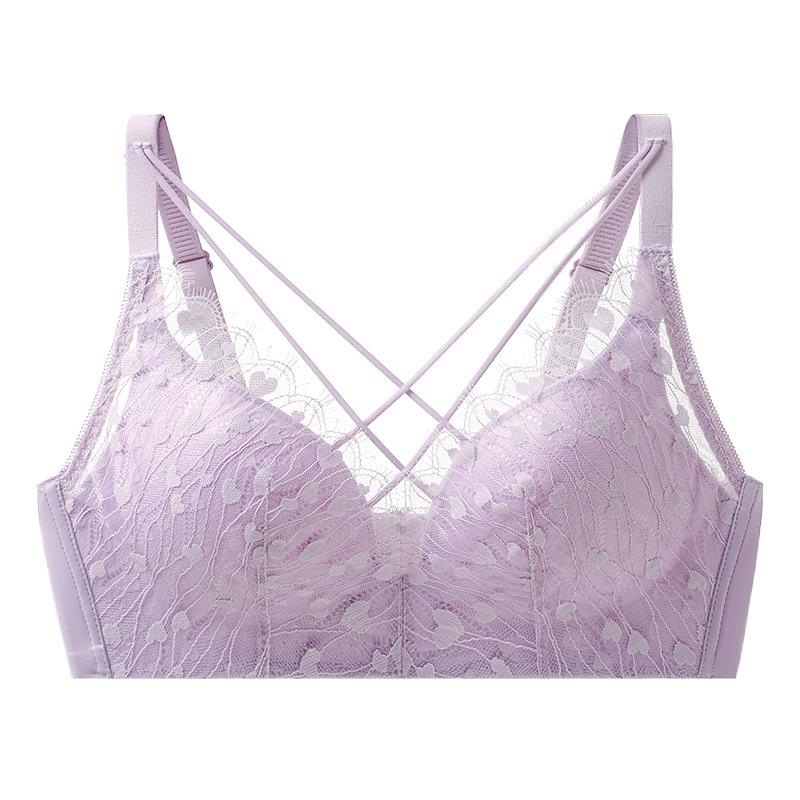 

Sexy Versatile Lace Sexy Cross Breast Strap Smithy Back No Steel Rim Gathering Show Large Bra 70b(recommended 40-47.5kg ) светло-фиолетовый